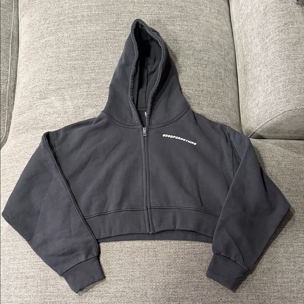 NWT Good For Nothing Vintage Black Cropped Hoodie